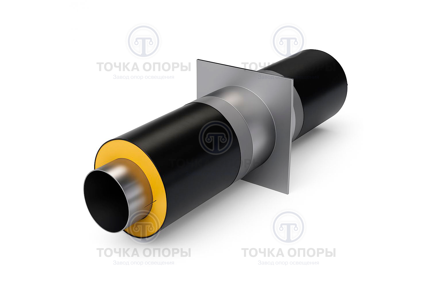 Неподвижная опора трубопроводов в ППУ изоляции с полиэтиленовой (ПЭ) оболочкой