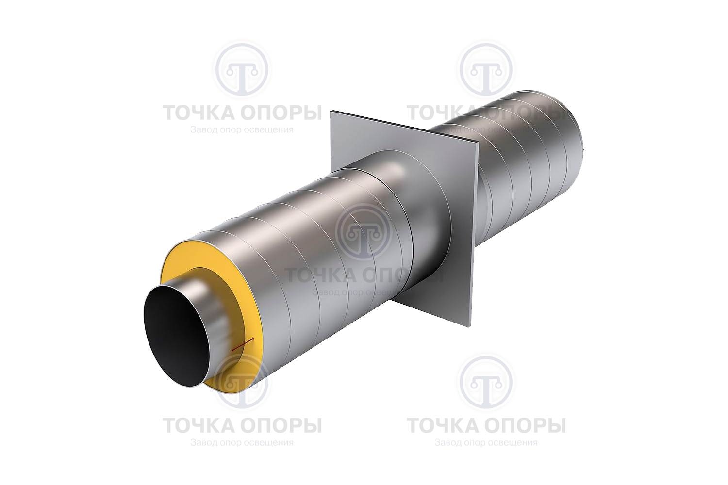 Неподвижная опора трубопроводов в ППУ изоляции с оцинкованной (ОЦ) оболочкой