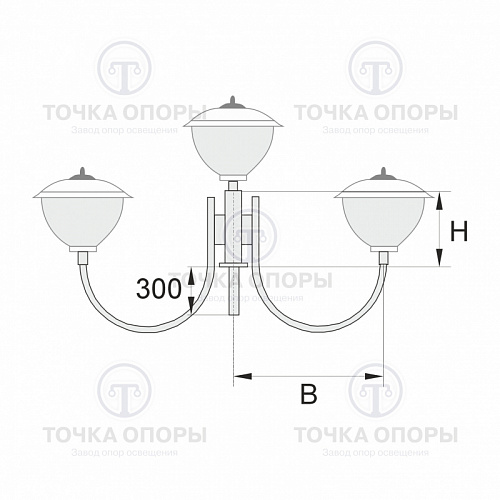 К31-0,5-0,6-1-5 торшерный трехрожковый кронштейн
