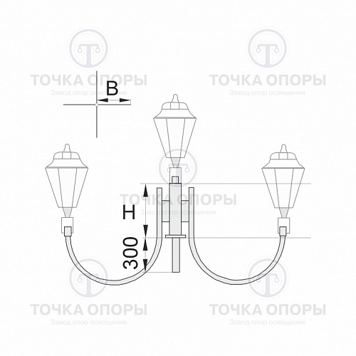 К33-0,6-0,5-0-5 торшерный четырехрожковый кронштейн